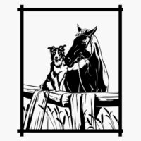 Collie and Horse - Mens Shadow Scoop Neck Tee Design