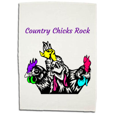 Country Chicks Rock - Boutique Linen Cotton Tea Towel (Best Seller) Thumbnail