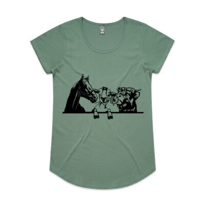 Horse Goat  Highland Cow- Women's Mali Capped Sleeve Tee Thumbnail