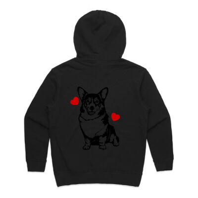 Corgi Hearts - Back print - Women's Premium Hood Thumbnail